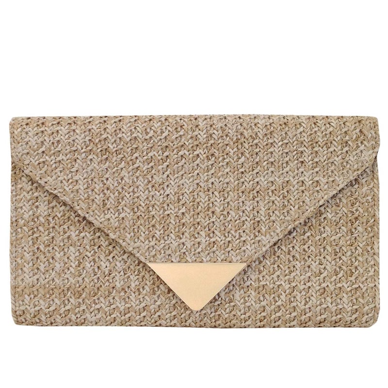 JNB Natural Straw Clutch, Natrual - Image 1